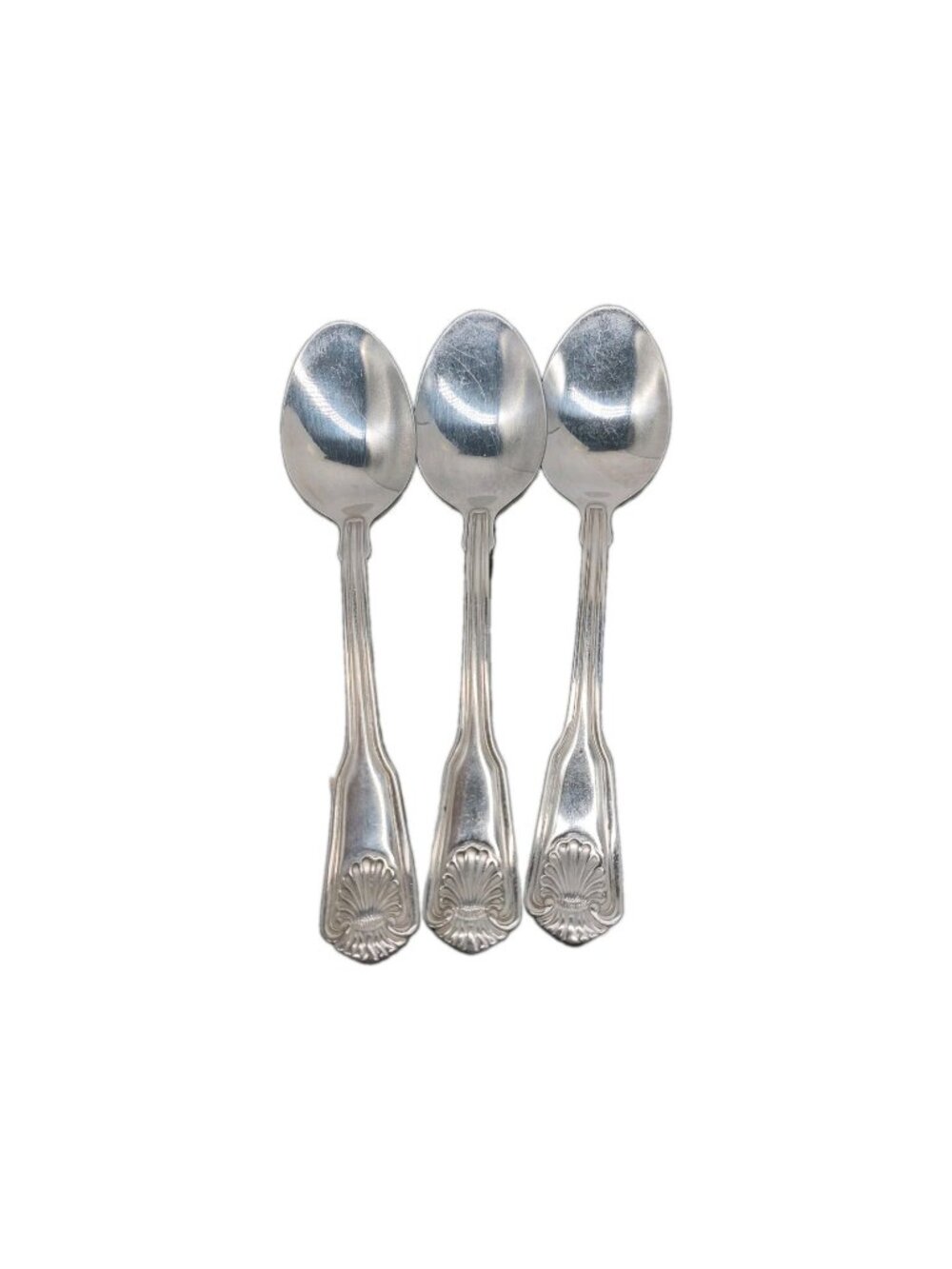 International Coquille 3 Soup Spoons 6" Shell Stainless Korea Lot Of 3